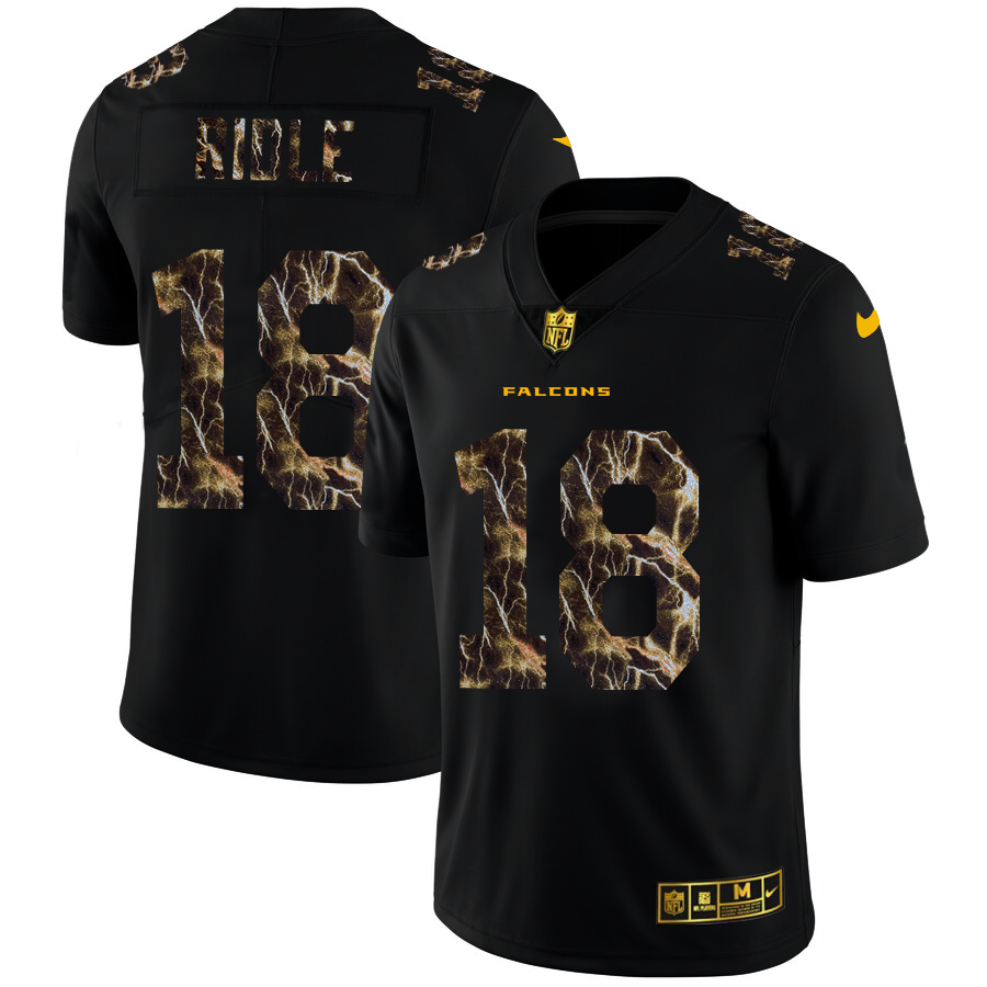 2020 Atlanta Falcons #18 Calvin Ridley Men Black Nike Flocked Lightning Vapor Limited NFL Jersey->customized nfl jersey->Custom Jersey